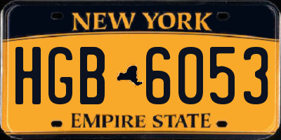 NY license plate HGB6053