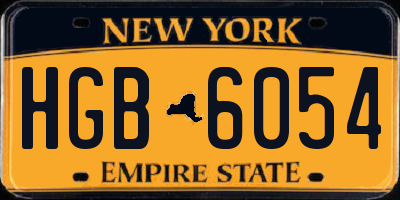 NY license plate HGB6054