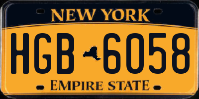 NY license plate HGB6058