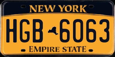 NY license plate HGB6063