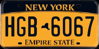 NY license plate HGB6067