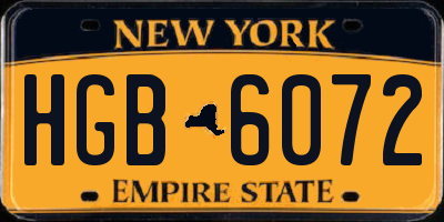 NY license plate HGB6072