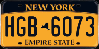 NY license plate HGB6073