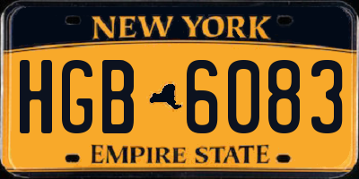 NY license plate HGB6083