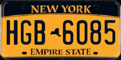 NY license plate HGB6085