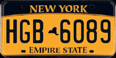 NY license plate HGB6089