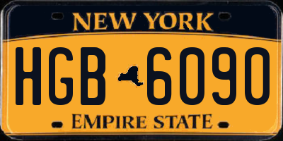 NY license plate HGB6090