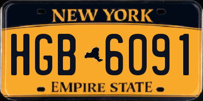 NY license plate HGB6091