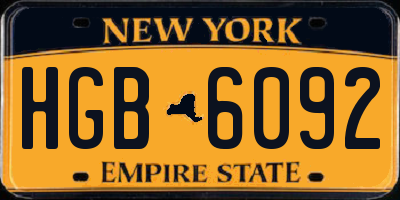 NY license plate HGB6092