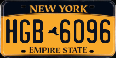 NY license plate HGB6096