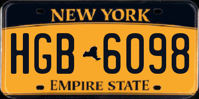 NY license plate HGB6098