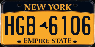 NY license plate HGB6106