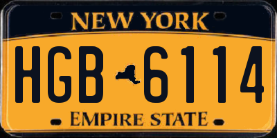 NY license plate HGB6114