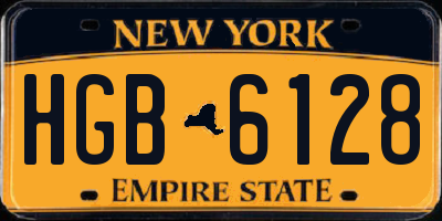 NY license plate HGB6128