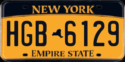 NY license plate HGB6129