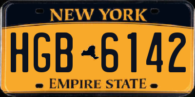NY license plate HGB6142