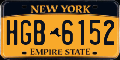 NY license plate HGB6152