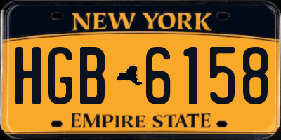 NY license plate HGB6158