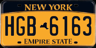 NY license plate HGB6163