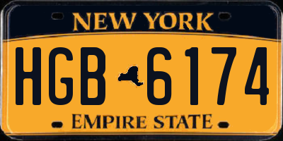 NY license plate HGB6174