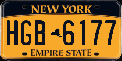 NY license plate HGB6177