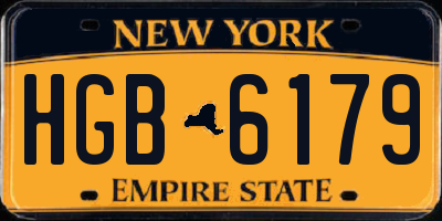 NY license plate HGB6179