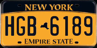 NY license plate HGB6189