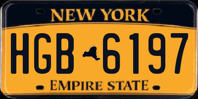 NY license plate HGB6197