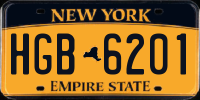 NY license plate HGB6201