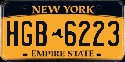 NY license plate HGB6223