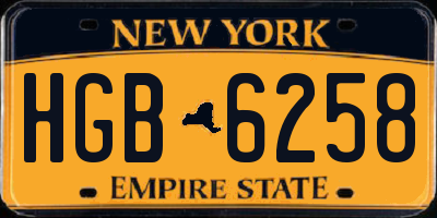 NY license plate HGB6258