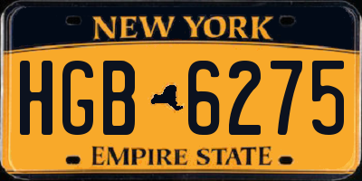 NY license plate HGB6275
