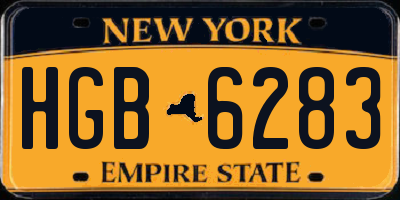 NY license plate HGB6283