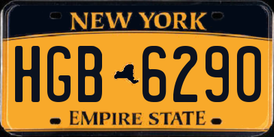 NY license plate HGB6290