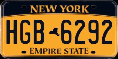 NY license plate HGB6292