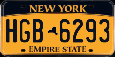 NY license plate HGB6293