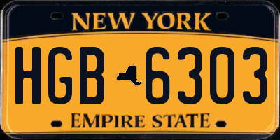 NY license plate HGB6303