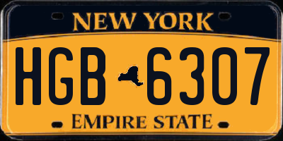 NY license plate HGB6307
