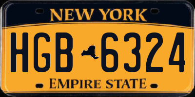 NY license plate HGB6324
