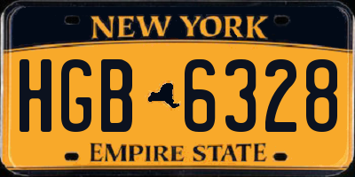 NY license plate HGB6328