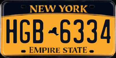 NY license plate HGB6334
