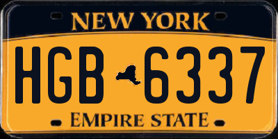 NY license plate HGB6337