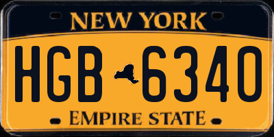 NY license plate HGB6340