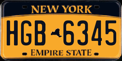 NY license plate HGB6345
