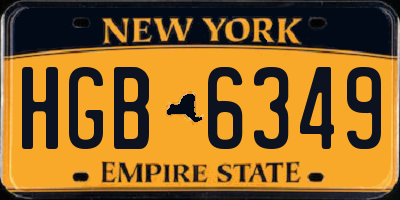 NY license plate HGB6349