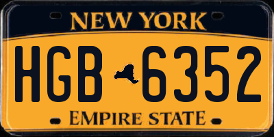 NY license plate HGB6352
