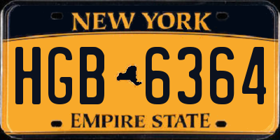NY license plate HGB6364