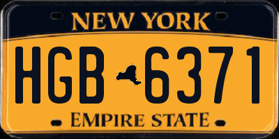 NY license plate HGB6371