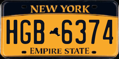 NY license plate HGB6374