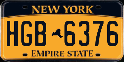 NY license plate HGB6376